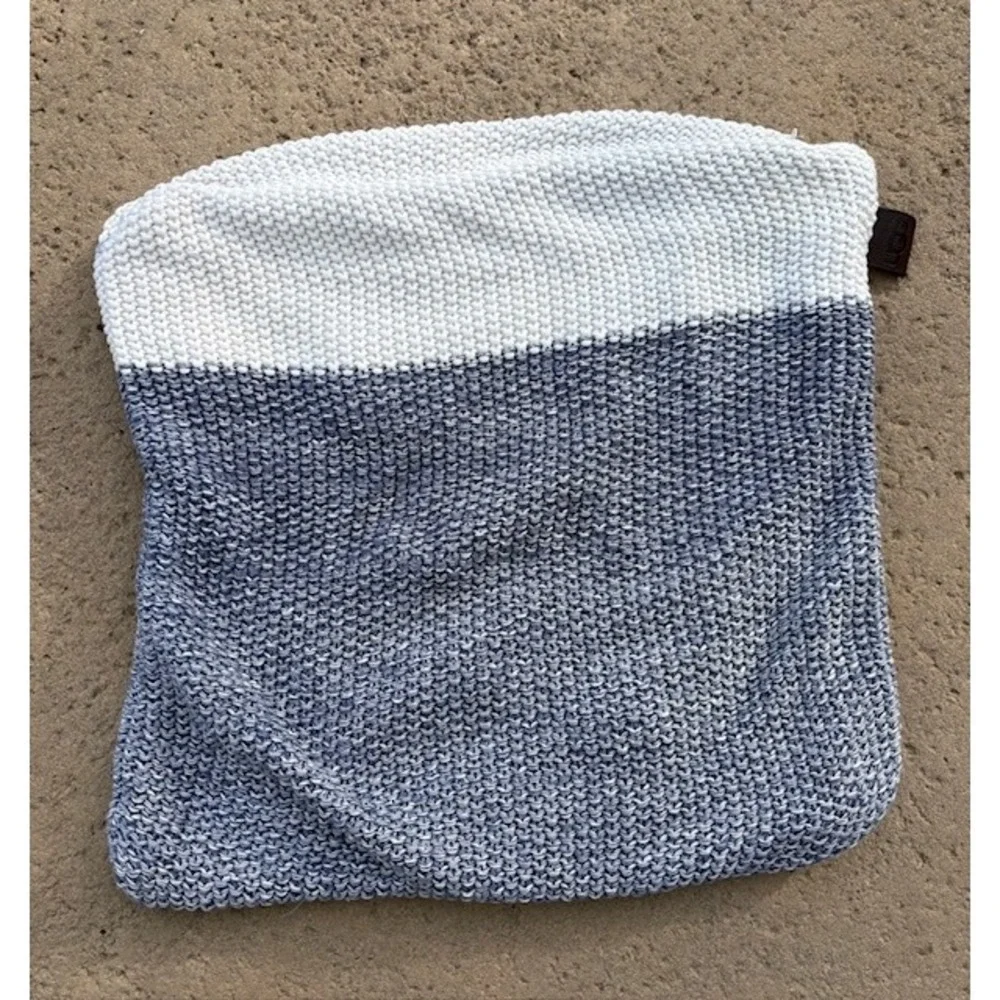 UGG Knit Pillow Cover Throw Cushion Cover White Blue Speckled 100 Cotton
